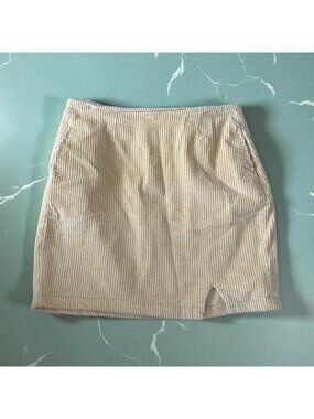 BP Beige Corduroy Slit Mini Skirt Size Medium